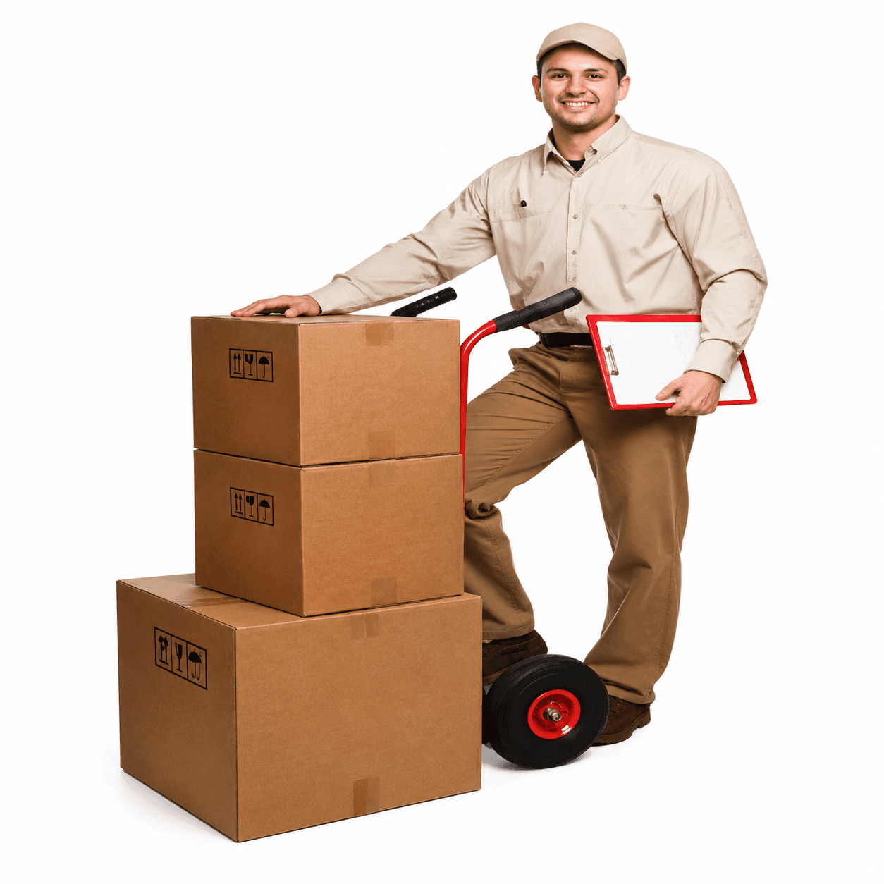 Professional mover with packing boxes